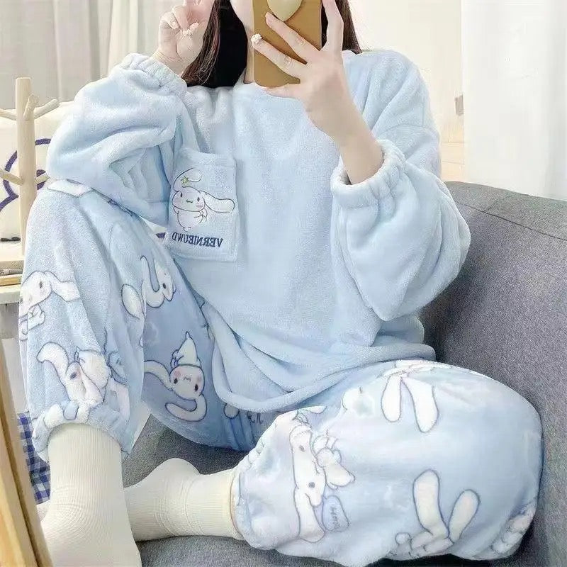 Sky Winter Fleece Night Suit for Girls