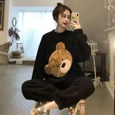 Winter Bear Fleece Warm Night Suit for Women