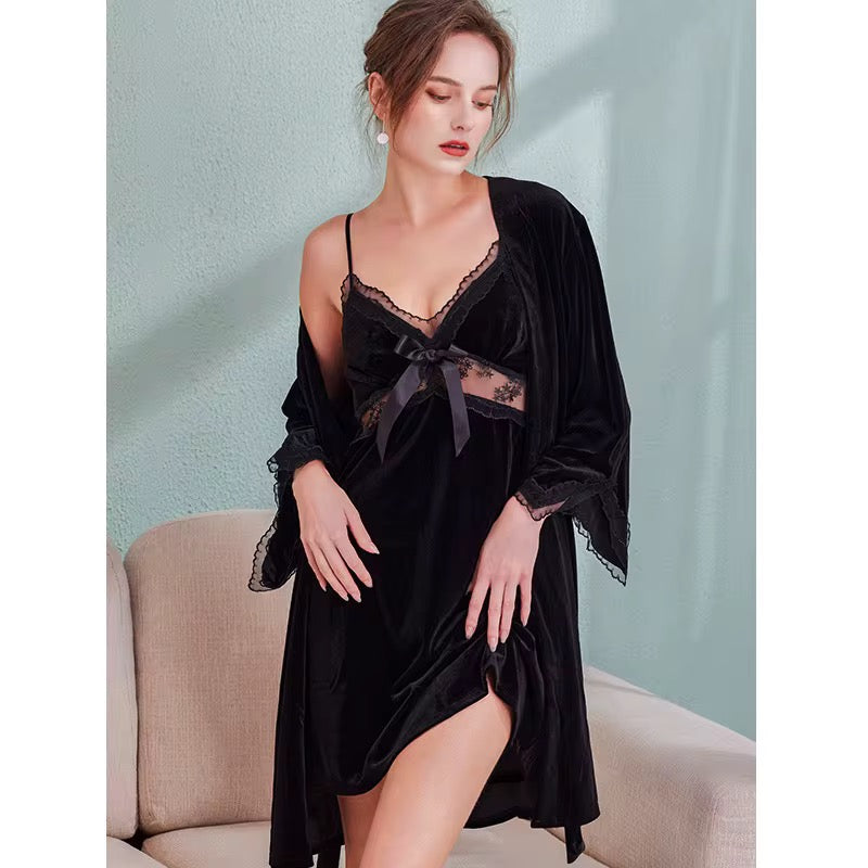 Velvet Nighty with Gown Lingerie