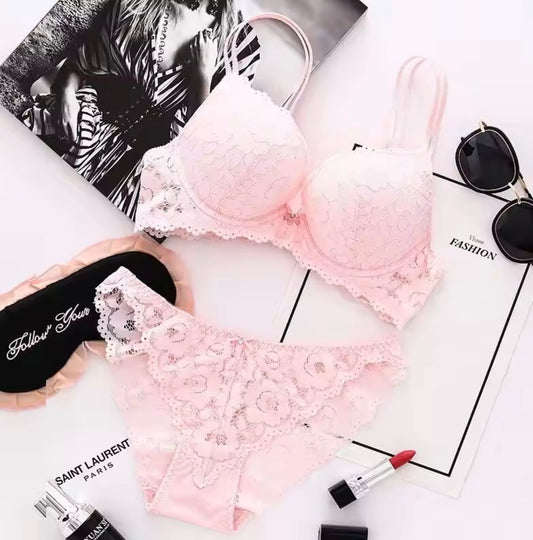 Victoria Secret Floral Lace Lingerie Set Padded Bra & Panty