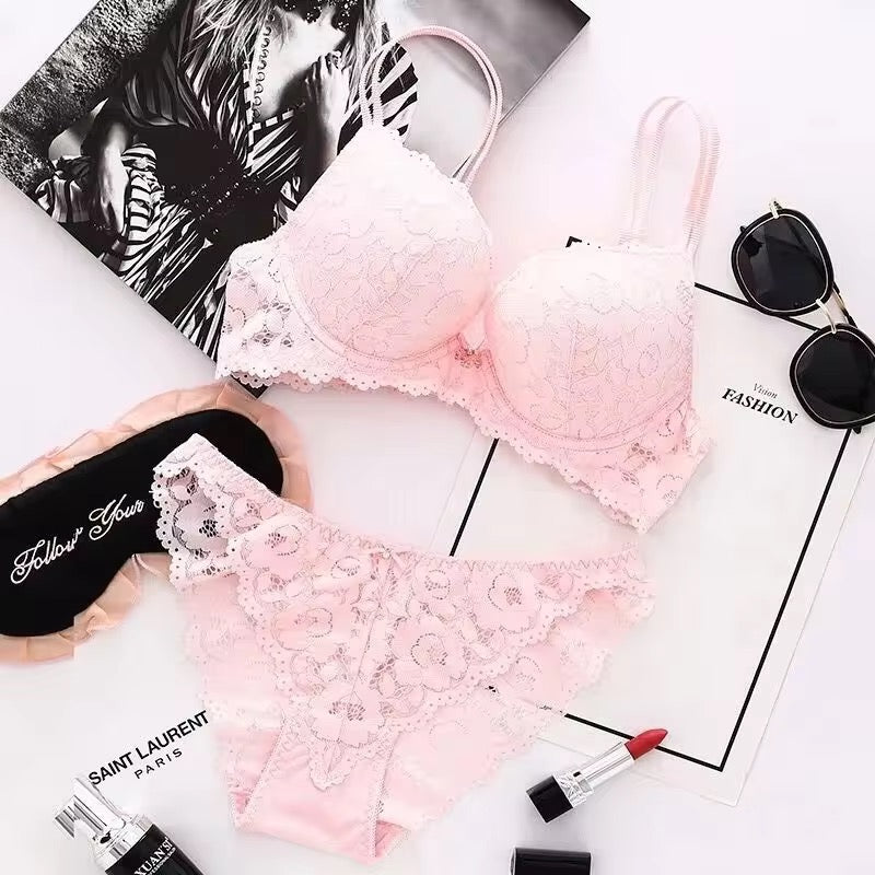 Victoria Secret Floral Lace Lingerie Set Padded Bra & Panty