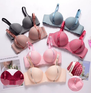 T-Shirt Bra Demi Cup Sponge Padding Check Print