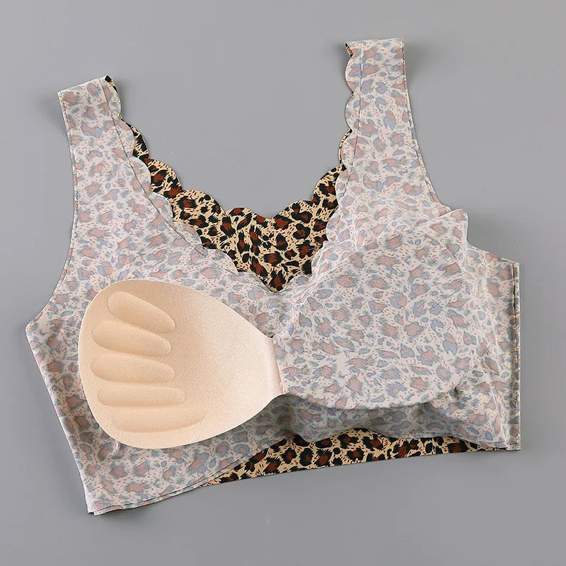 Basic Soft Padded Wire Free Cheeta Bralette Bra