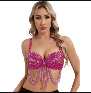 Pink Hot Lingerie Fancy Bra Panty Set Belly Lingerie