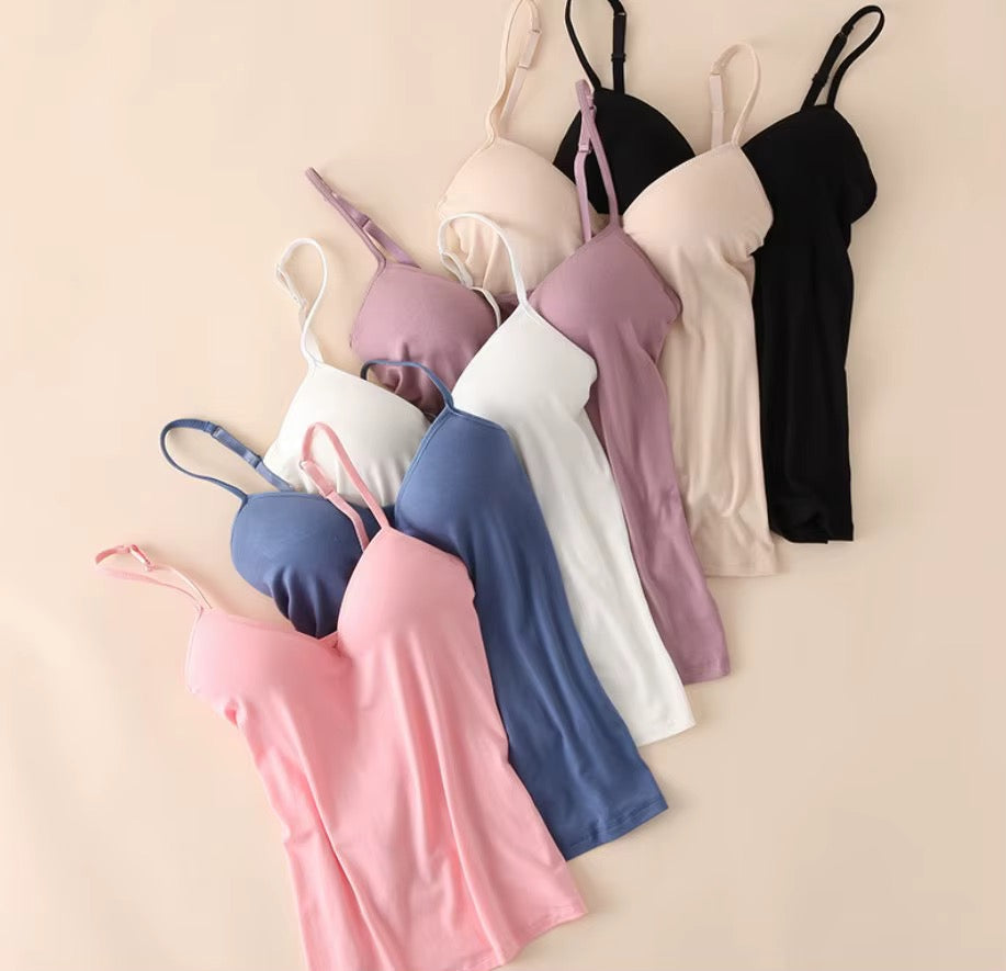 BLS Built-In Bra Slip Camisole: Padded Everyday Camisole