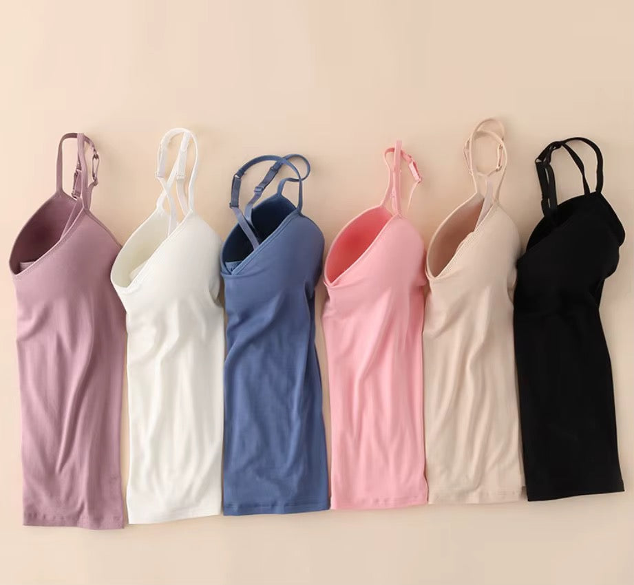 BLS Built-In Bra Slip Camisole: Padded Everyday Camisole
