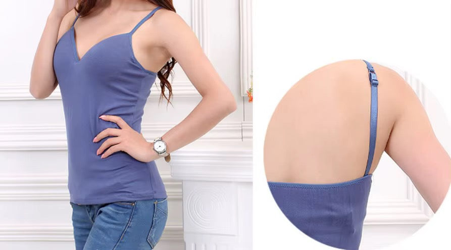 BLS Built-In Bra Slip Camisole: Padded Everyday Camisole