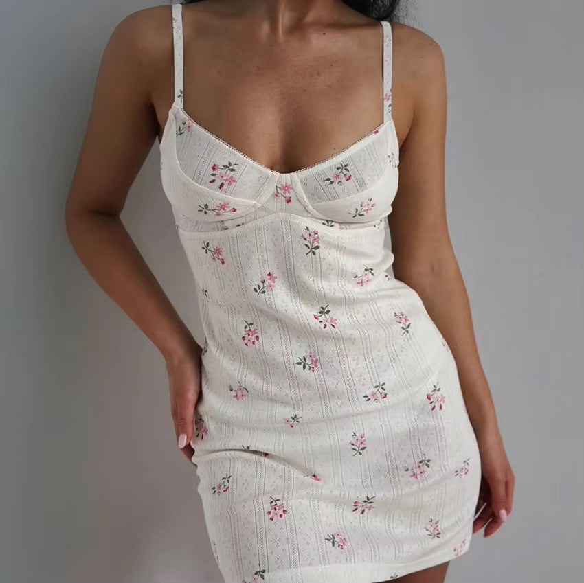 BLS Floral Pointelle Lingerie Nighty Dress
