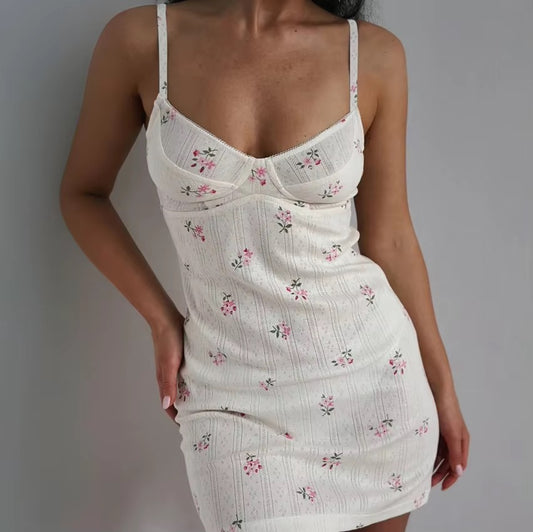 BLS Floral Pointelle Lingerie Nighty Dress