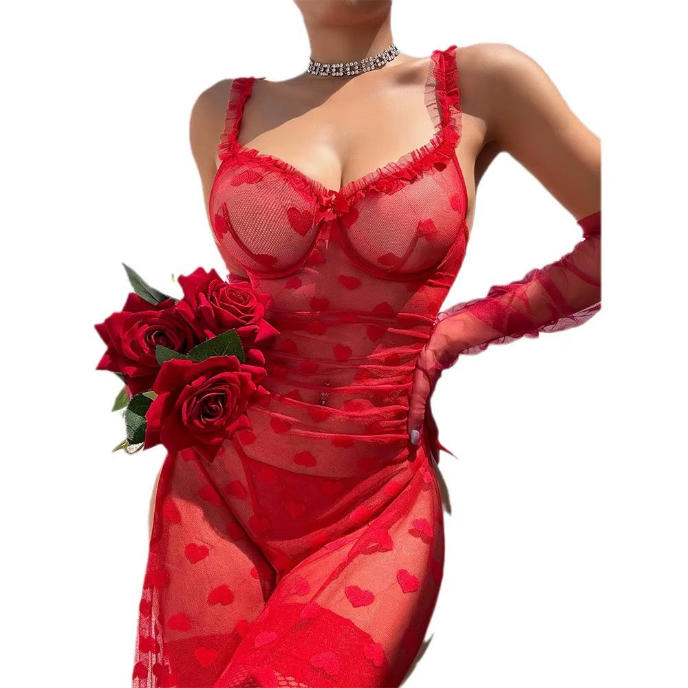 BLS Red Heart Lingerie Nighty Set