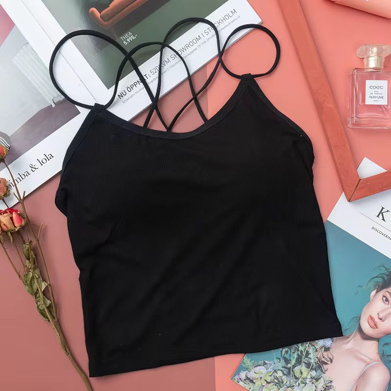 BLS Camisole Crop Top – Padded Tank Top with Chic Back Detailing