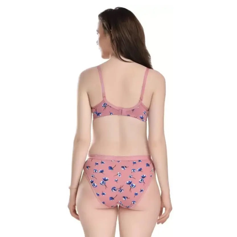 Breathable Summer Bra Panty Set Floral