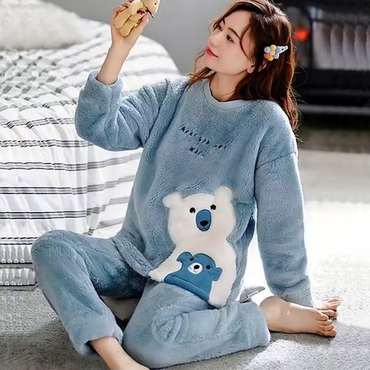 BLS Fleece Winter Night Suit for Women