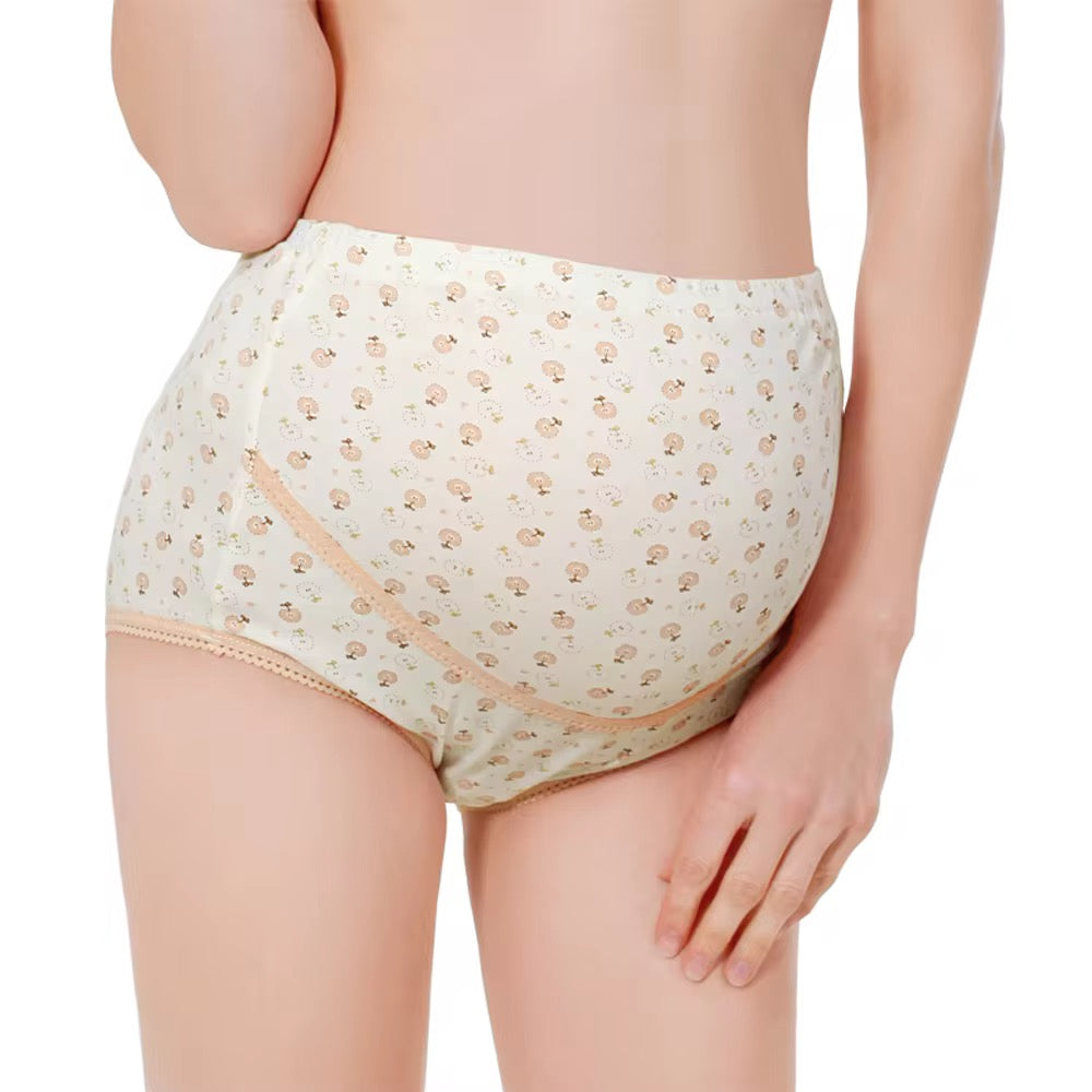 Patterned underwear worn by a person on a white background
