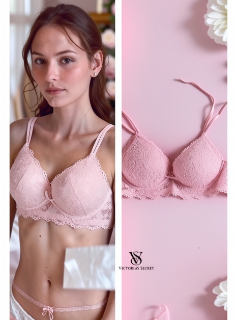 Victoria Secret Floral Lace Lingerie Set Padded Bra & Panty