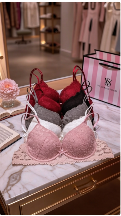 Victoria Secret Floral Lace Lingerie Set Padded Bra & Panty