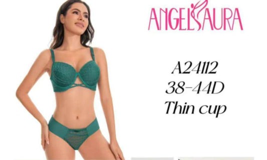 BLS Plus Size Up to 44 D Cup Lingerie: Single Padded Bra & Thong Set