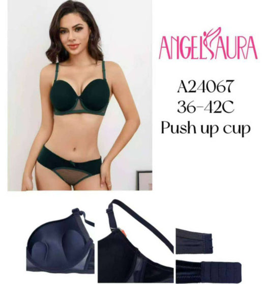 BLS C Cup Velvet Pushup Bra & Thong Set