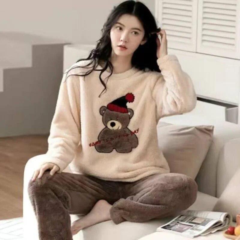 Teddy Winter Fleece Night Suit for Women